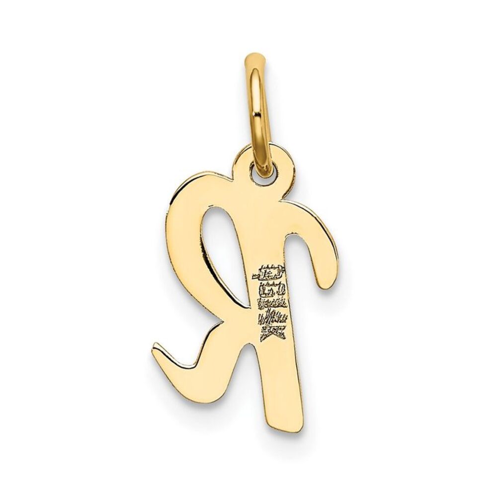 10k Yellow Gold Small Script Initial R Charm - image 4